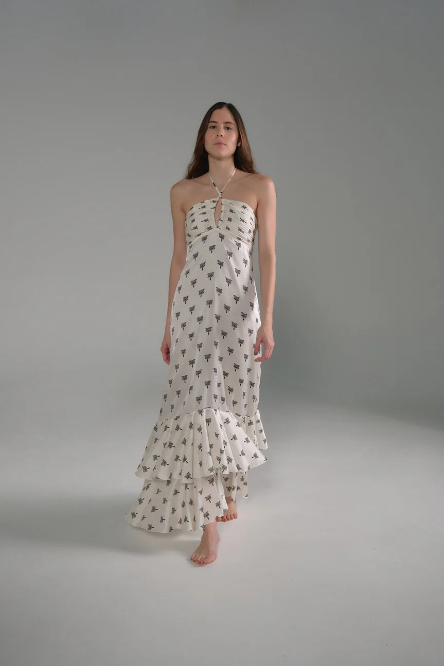 Sevillana Martellato Silk Maxi Dress Black Polka Palms