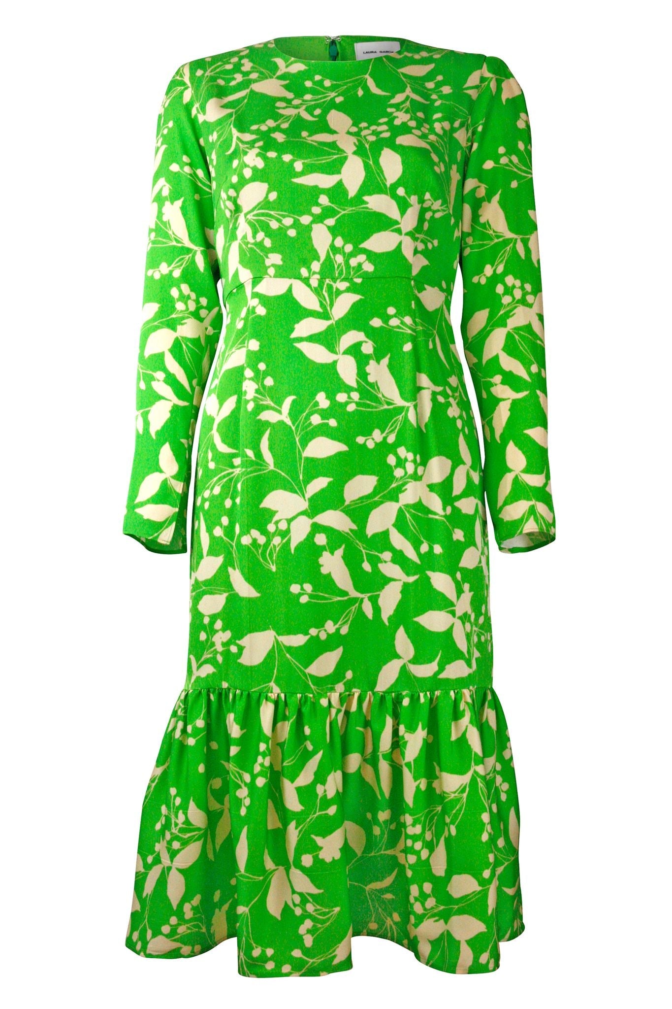 Chloe Dress - Floral Green Silk