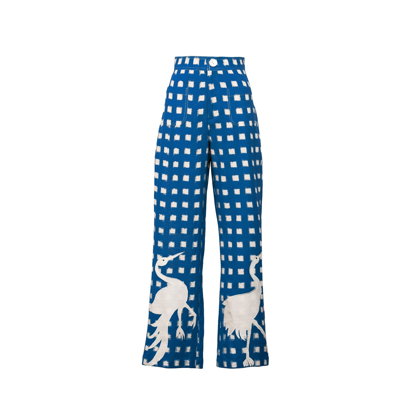 Blue Embroidery Picnic Trousers