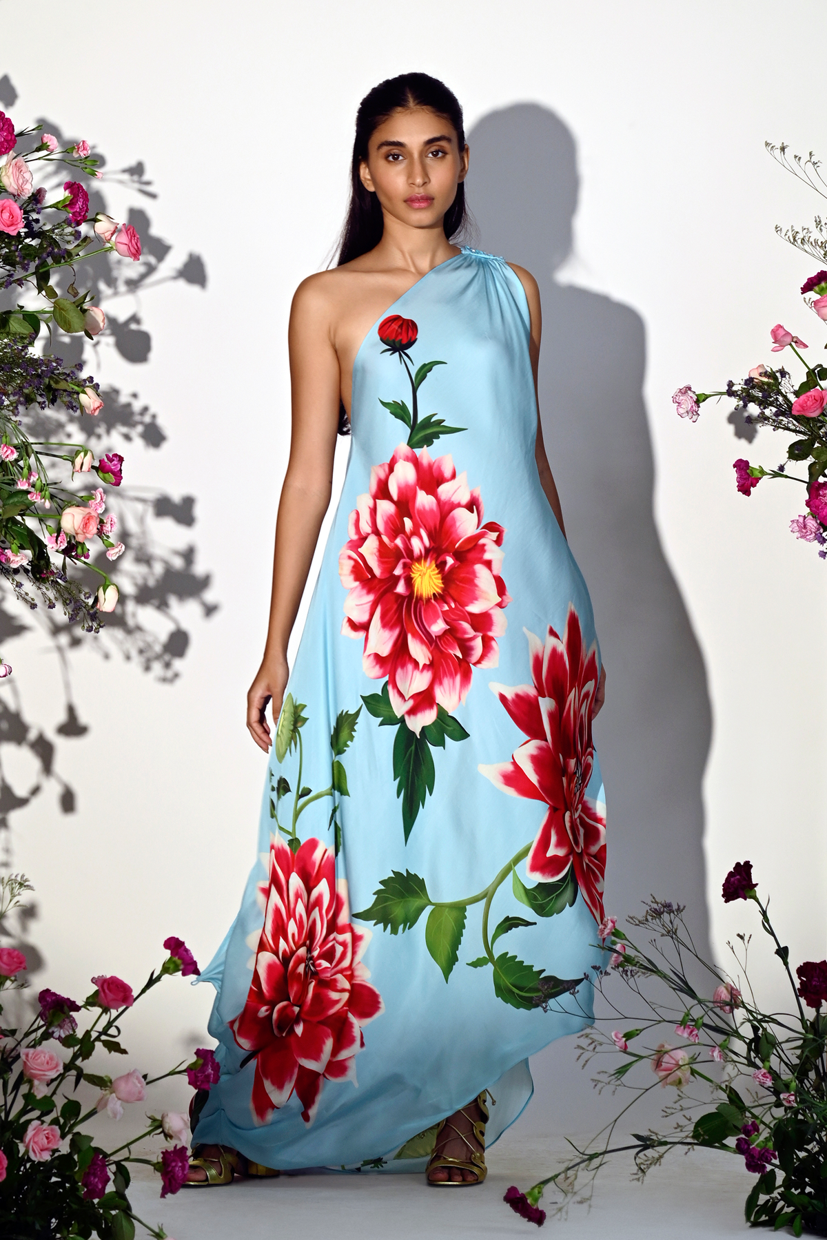 One Shoulder Drape Dress