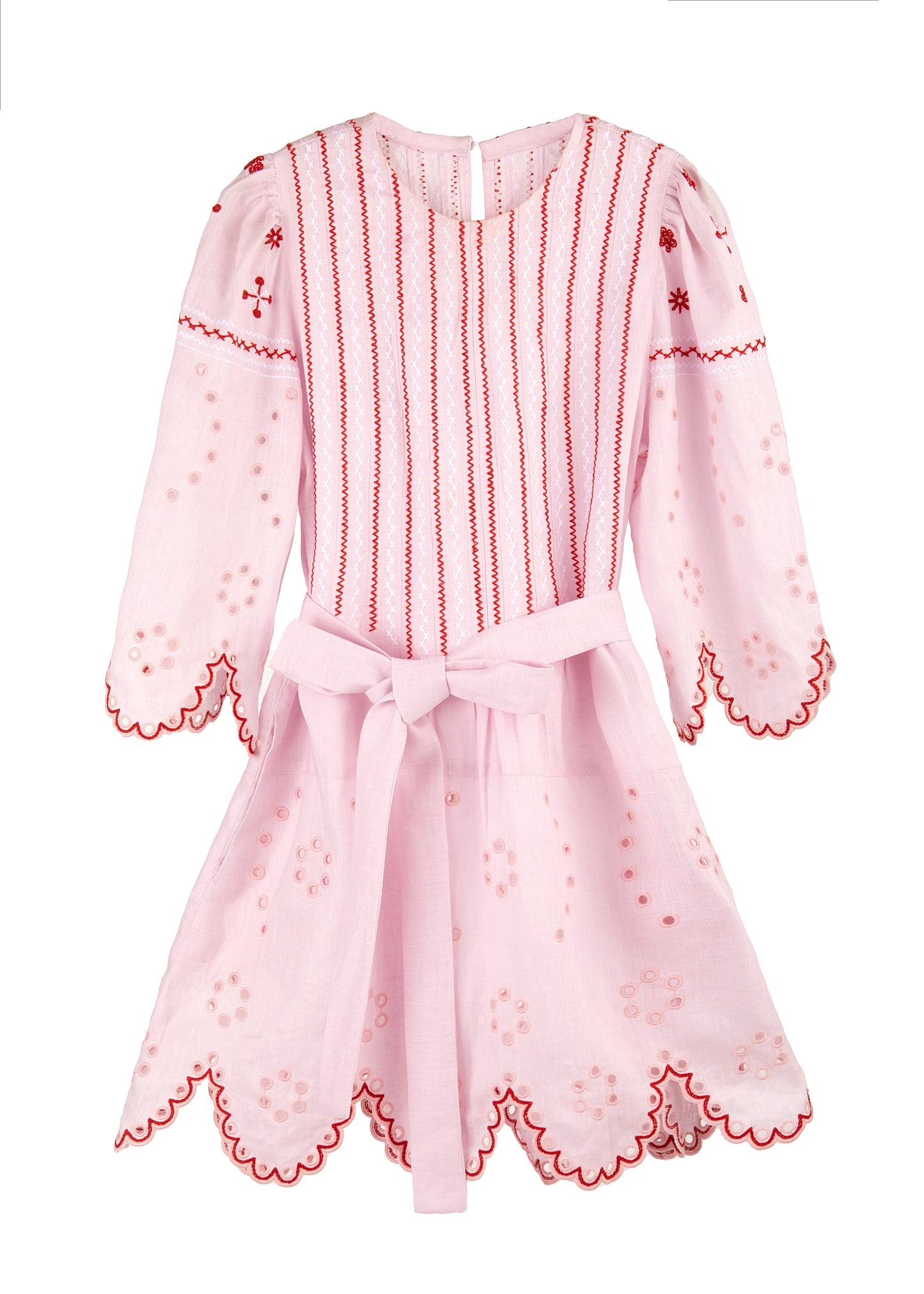Mini Maryna Pink/Red Embroidered Dress