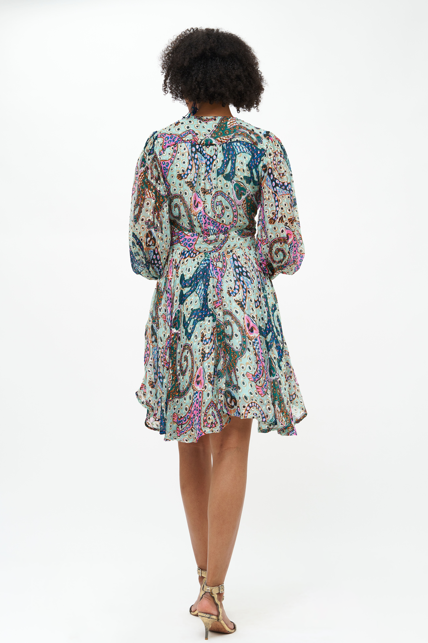 V-Neck Mini Dress- Capuchin Aqua