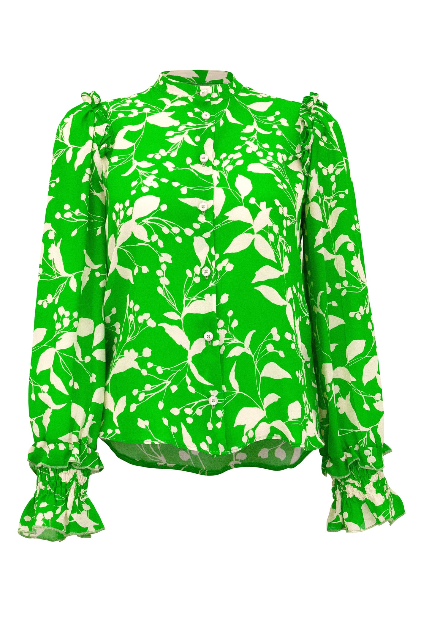 Cosette Blouse - Floral Green Silk