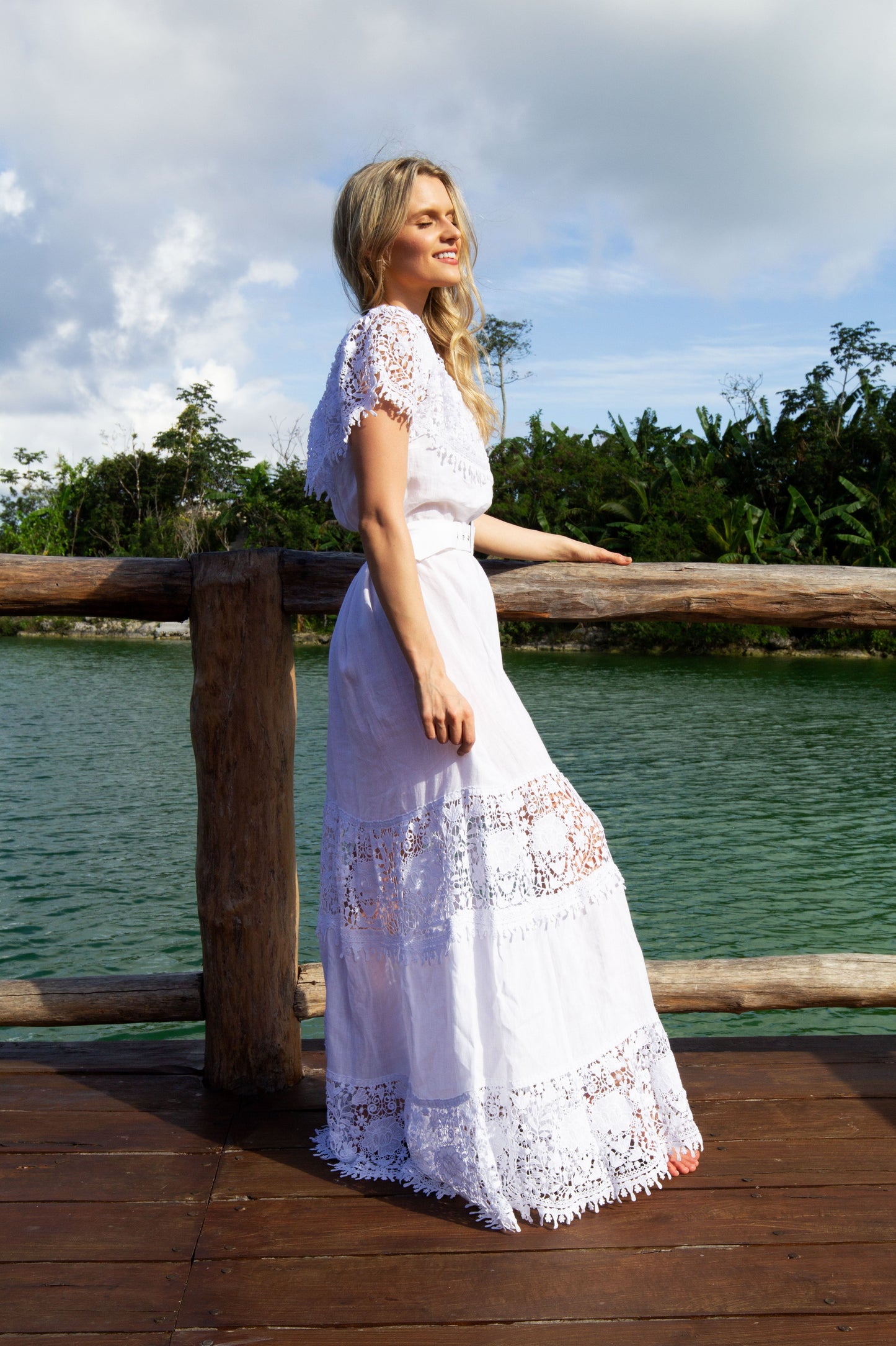 Maeve Pure White Linen Dress