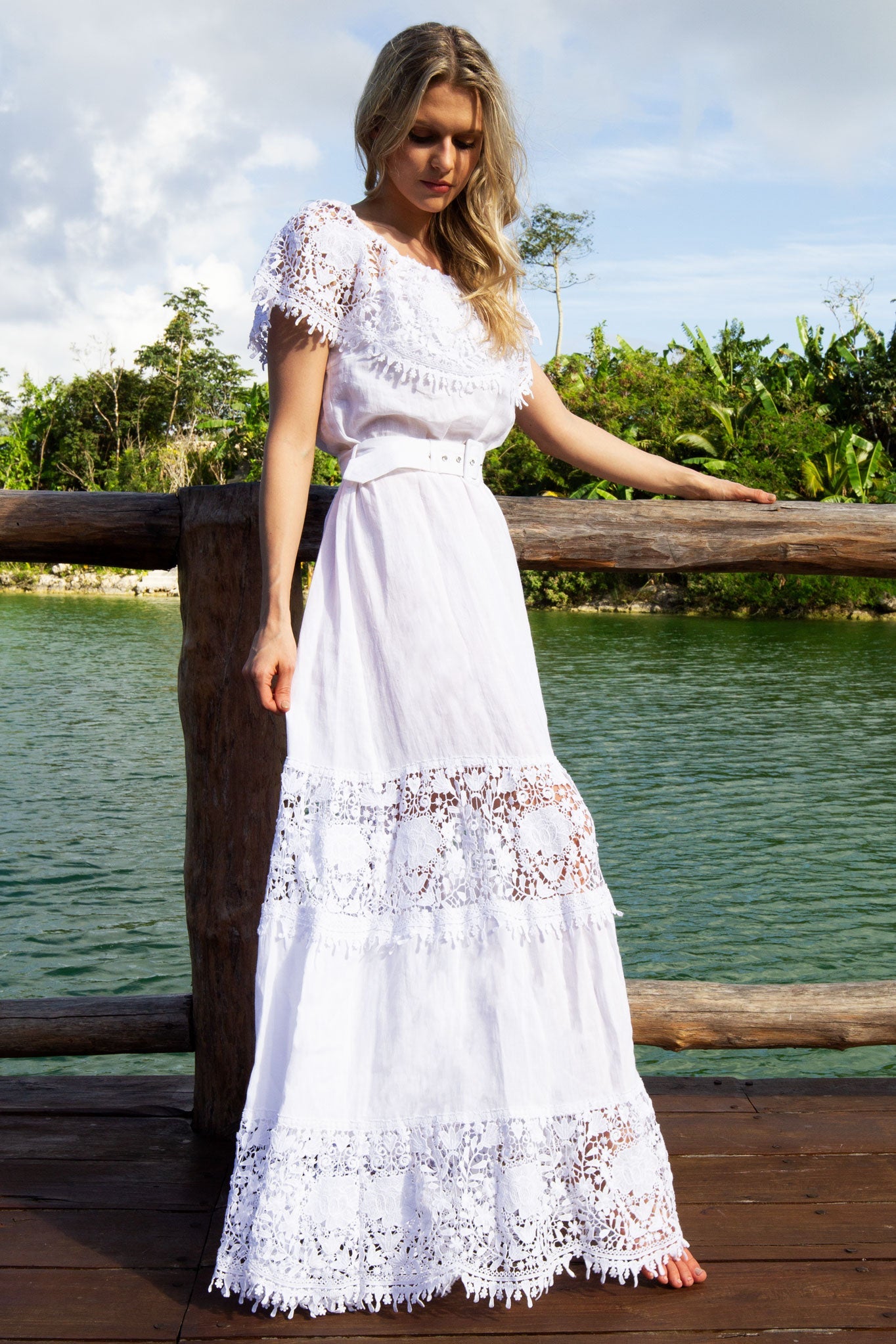 Maeve Pure White Linen Dress