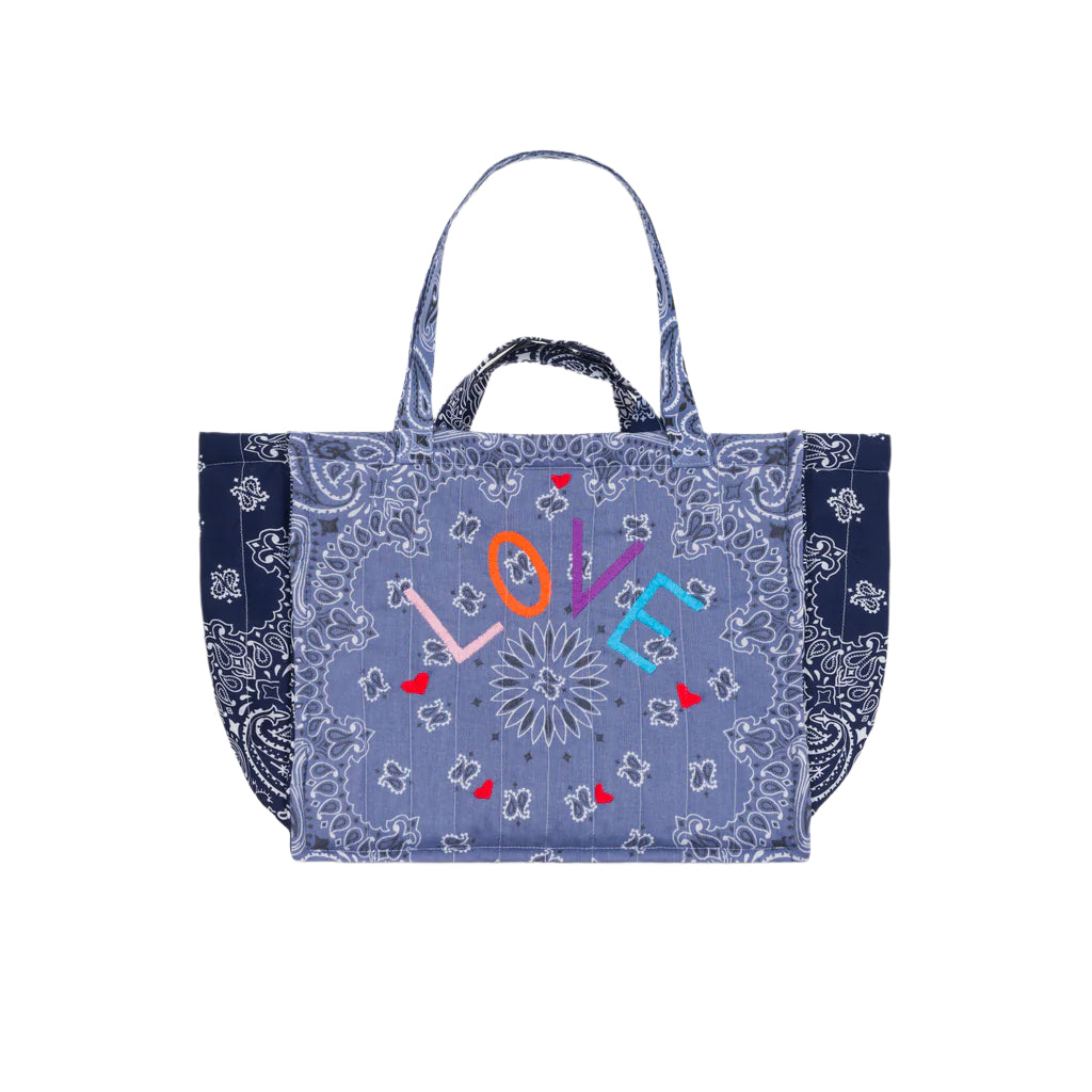 Maxi Cabas Matelassé LOVE Chambray/ Navy