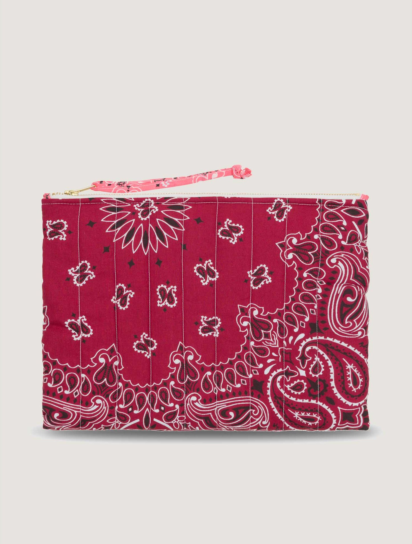 Quilted Zipped Patchwork Pouch - Bordeaux Colorblock