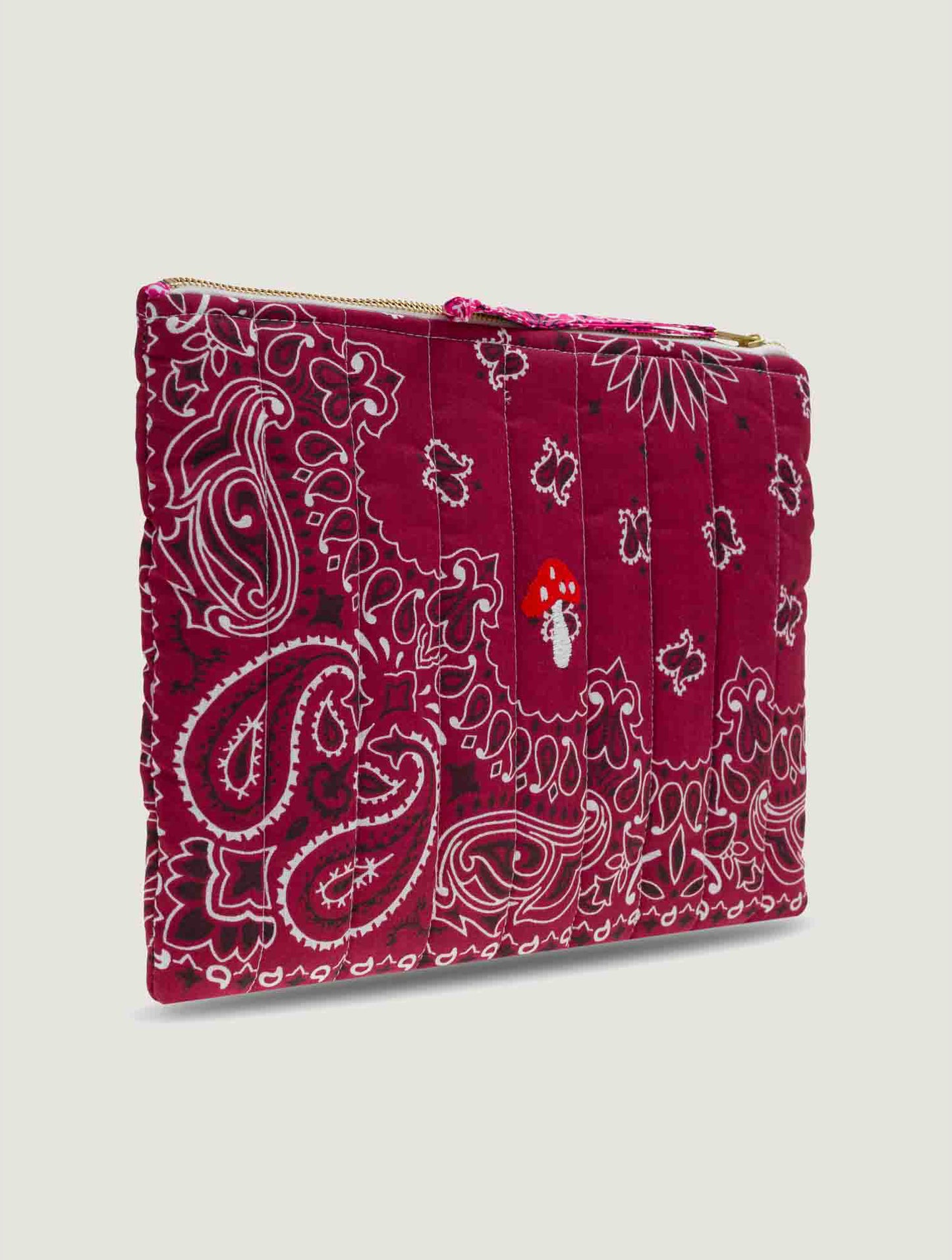 Zipped Quilted Pouch MUSHROOM - Bordeaux/Fuschia
