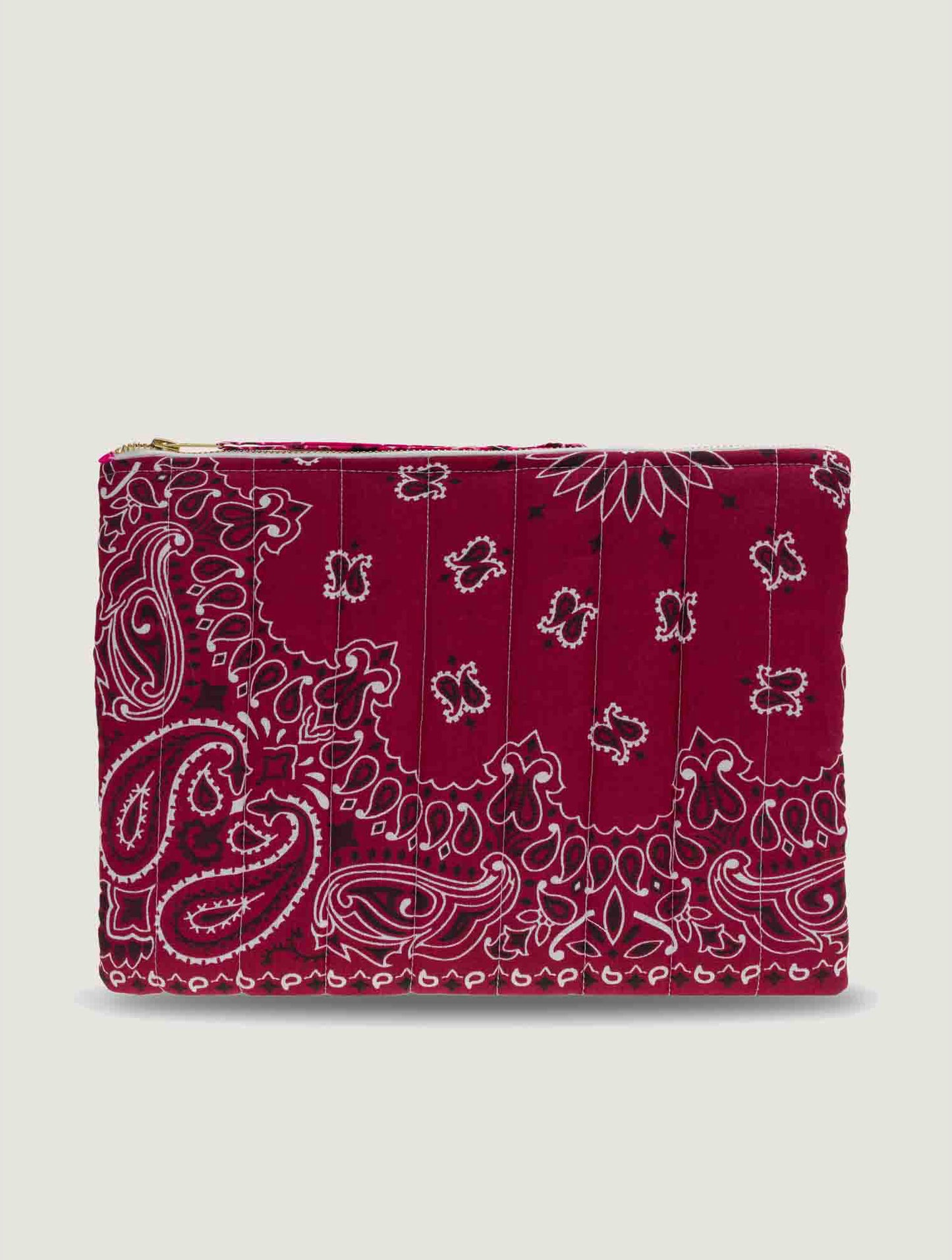Zipped Quilted Pouch MUSHROOM - Bordeaux/Fuschia