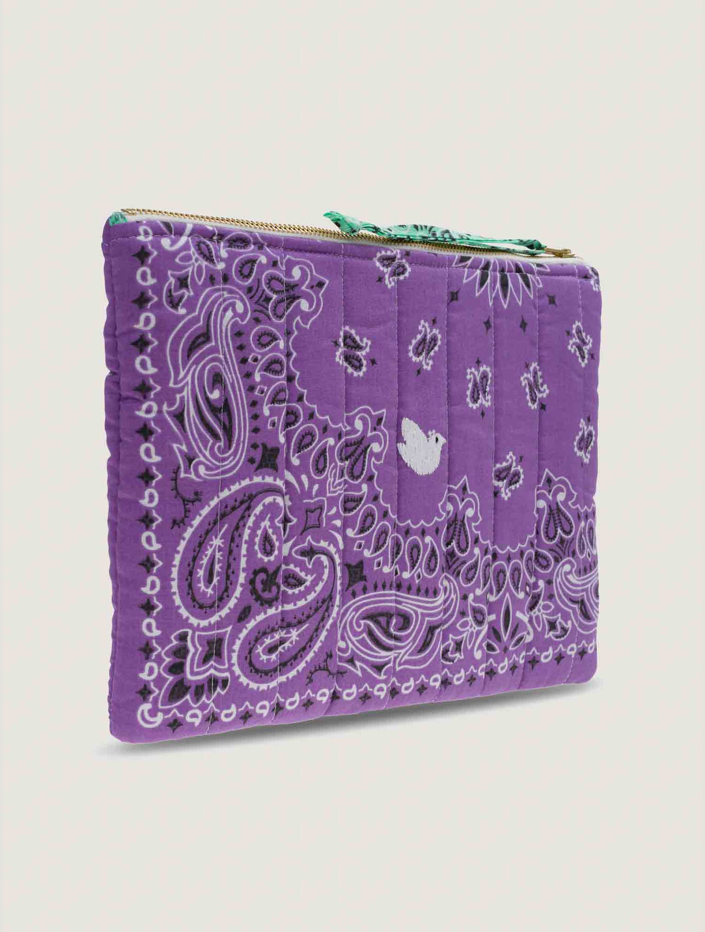 Zipped Quilted Pouch DOVE - Lilac / Mint
