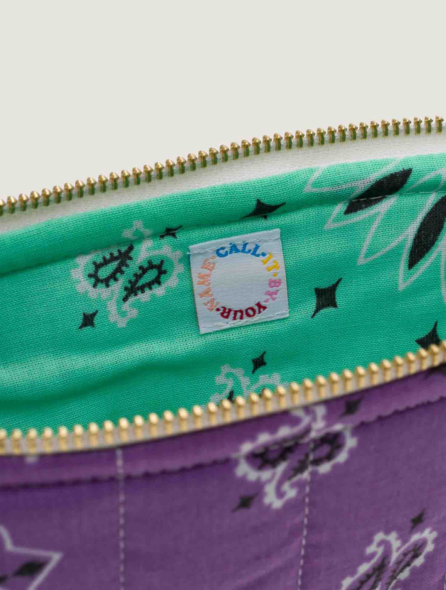 Zipped Quilted Pouch DOVE - Lilac / Mint