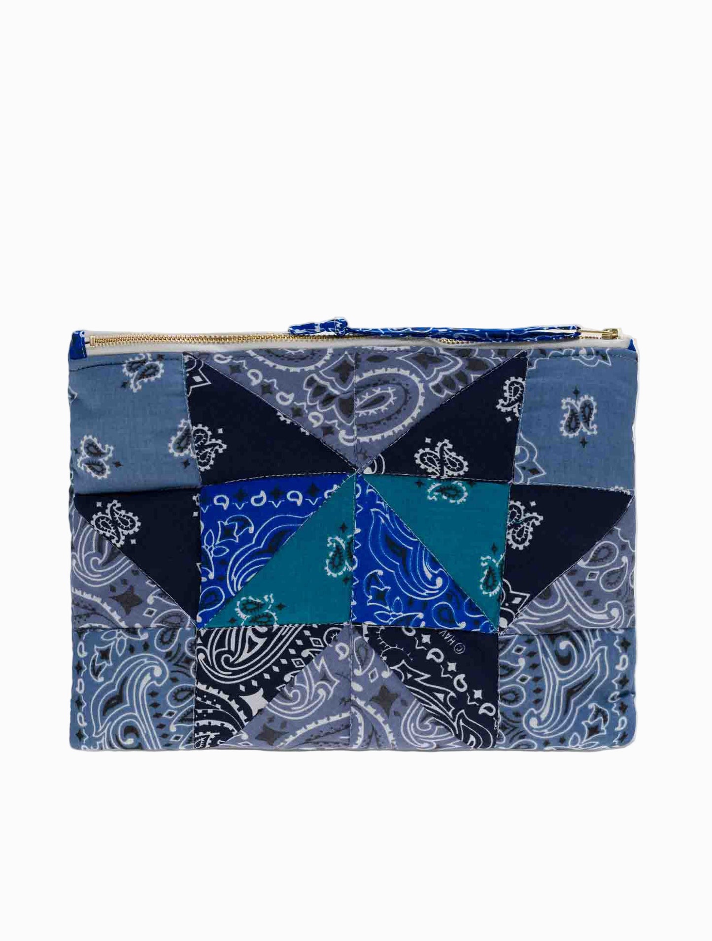 Quilted Zipped Patchwork Pouch - Bordeaux Colorblock