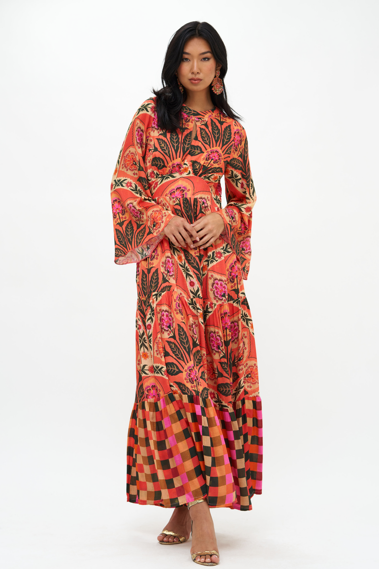 Balloon Waisted Maxi- Positano Red