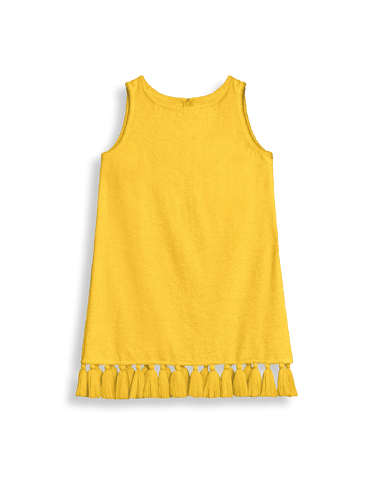 Cotton-Terry Mini Dress with Tassels