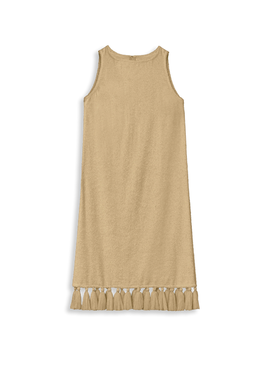 Aurelia Cotton-Terry Midi Dress with Tassels