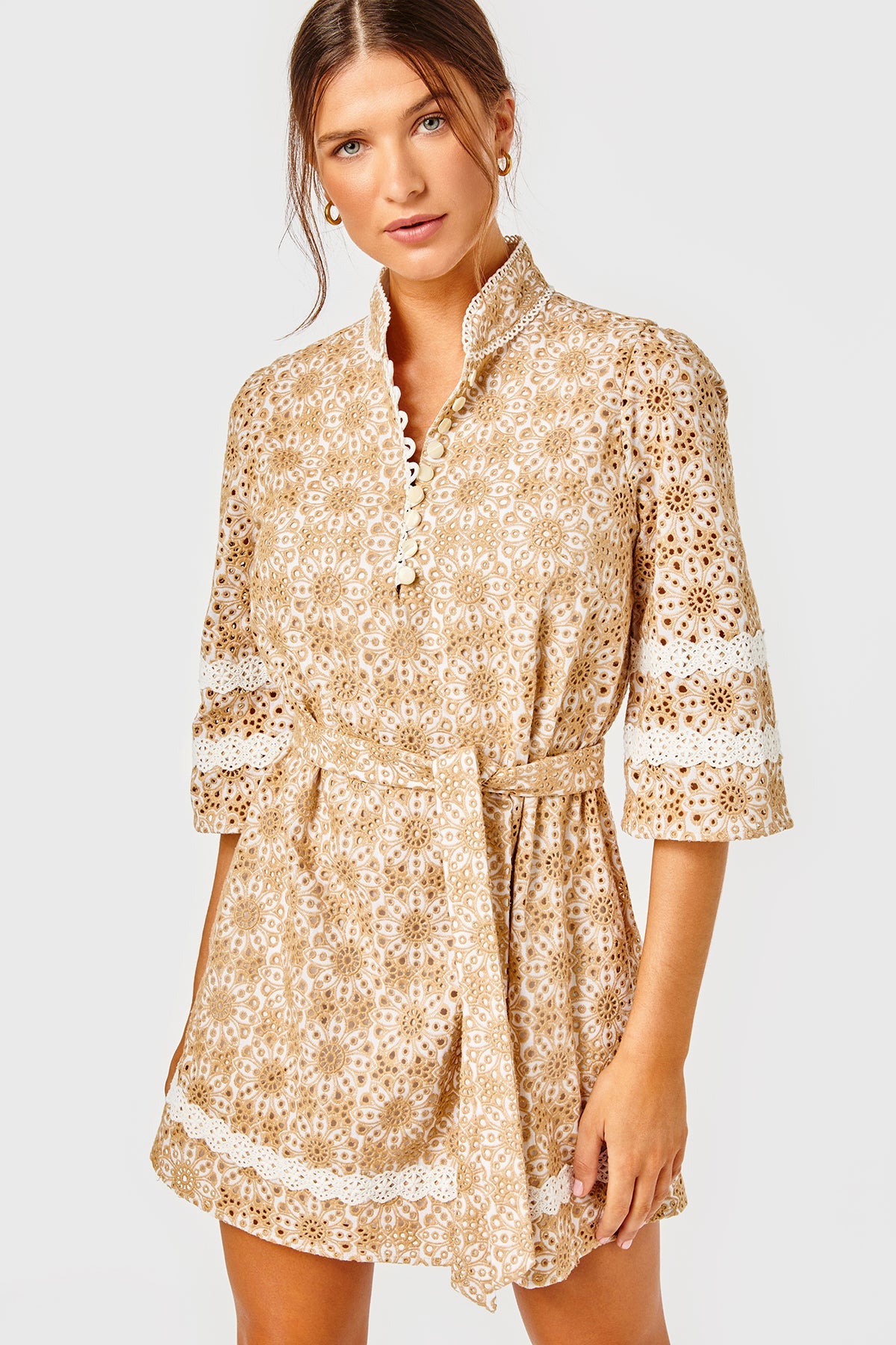 Sarah Dress - Cotton Eyelet - Latte