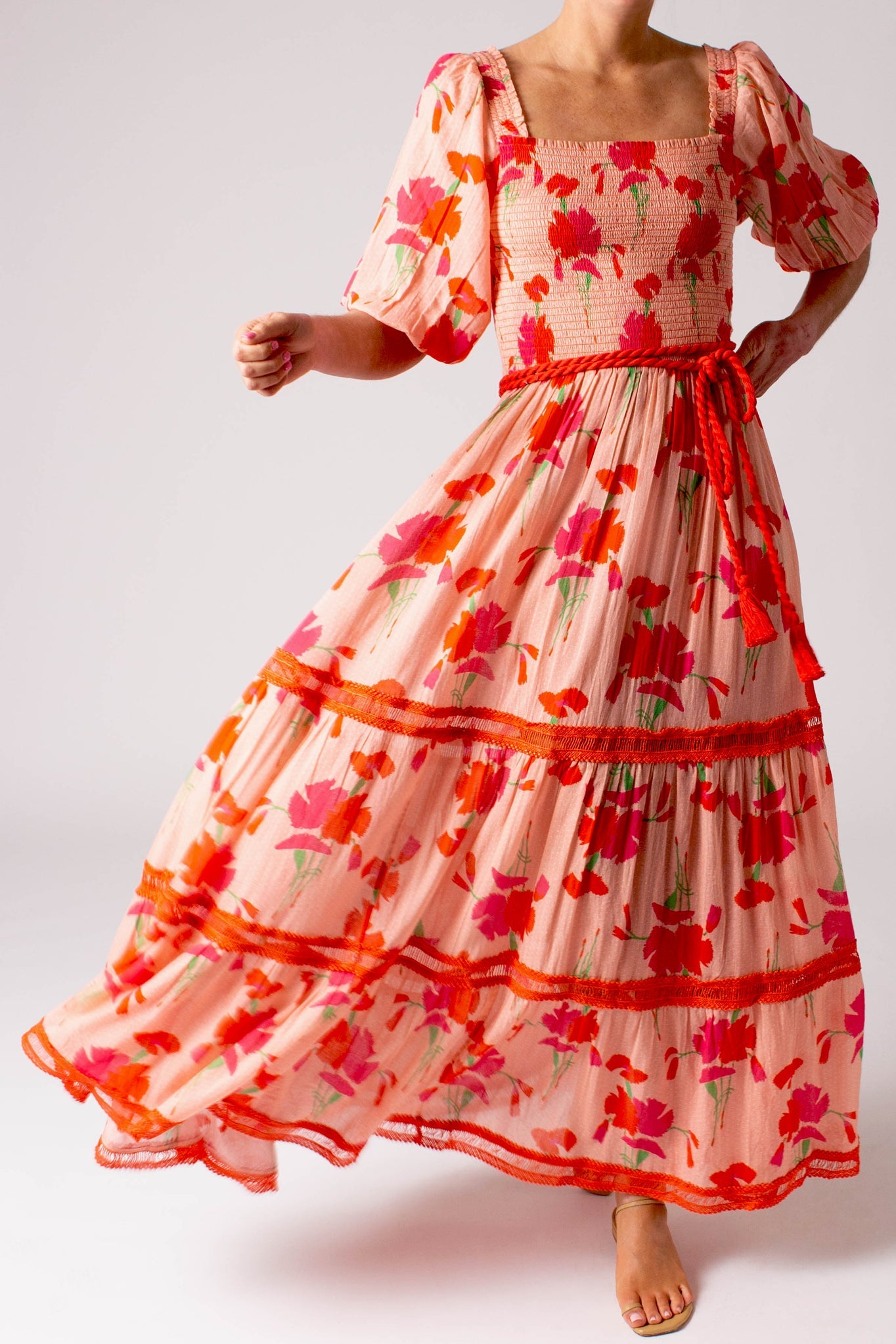 Mabelle Printed Gauze Dress - Pink Lemonade