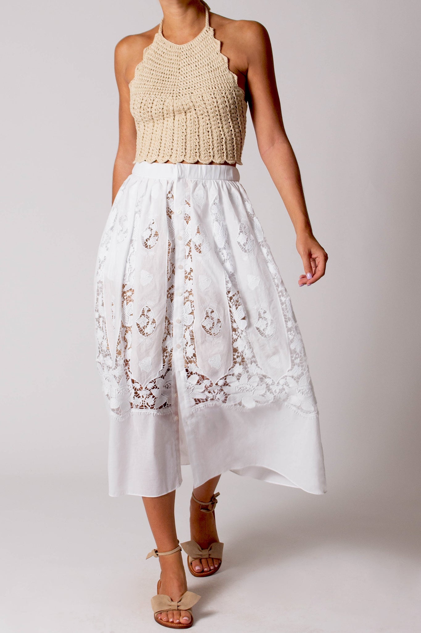 Reagan Embroidered Cotton Skirt