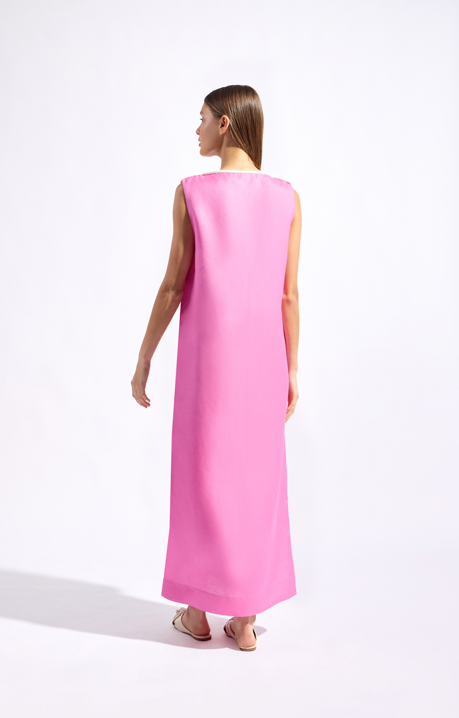 Bi-Color Deep V-Neck Maxi Dress