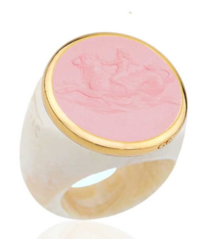 Hore Plexi Ivory Base with Gold and Pink: Frog