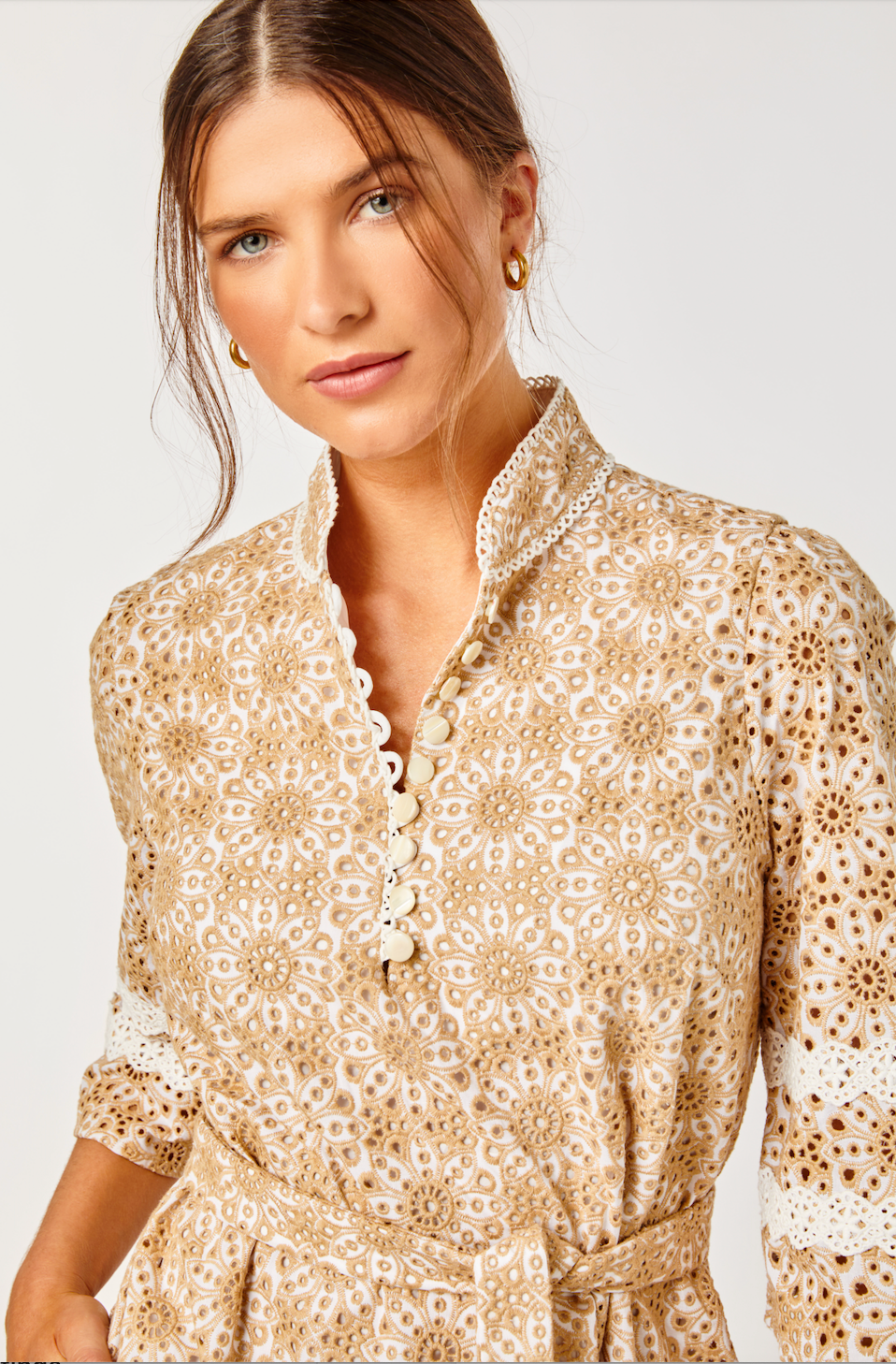 Sarah Dress - Cotton Eyelet - Latte