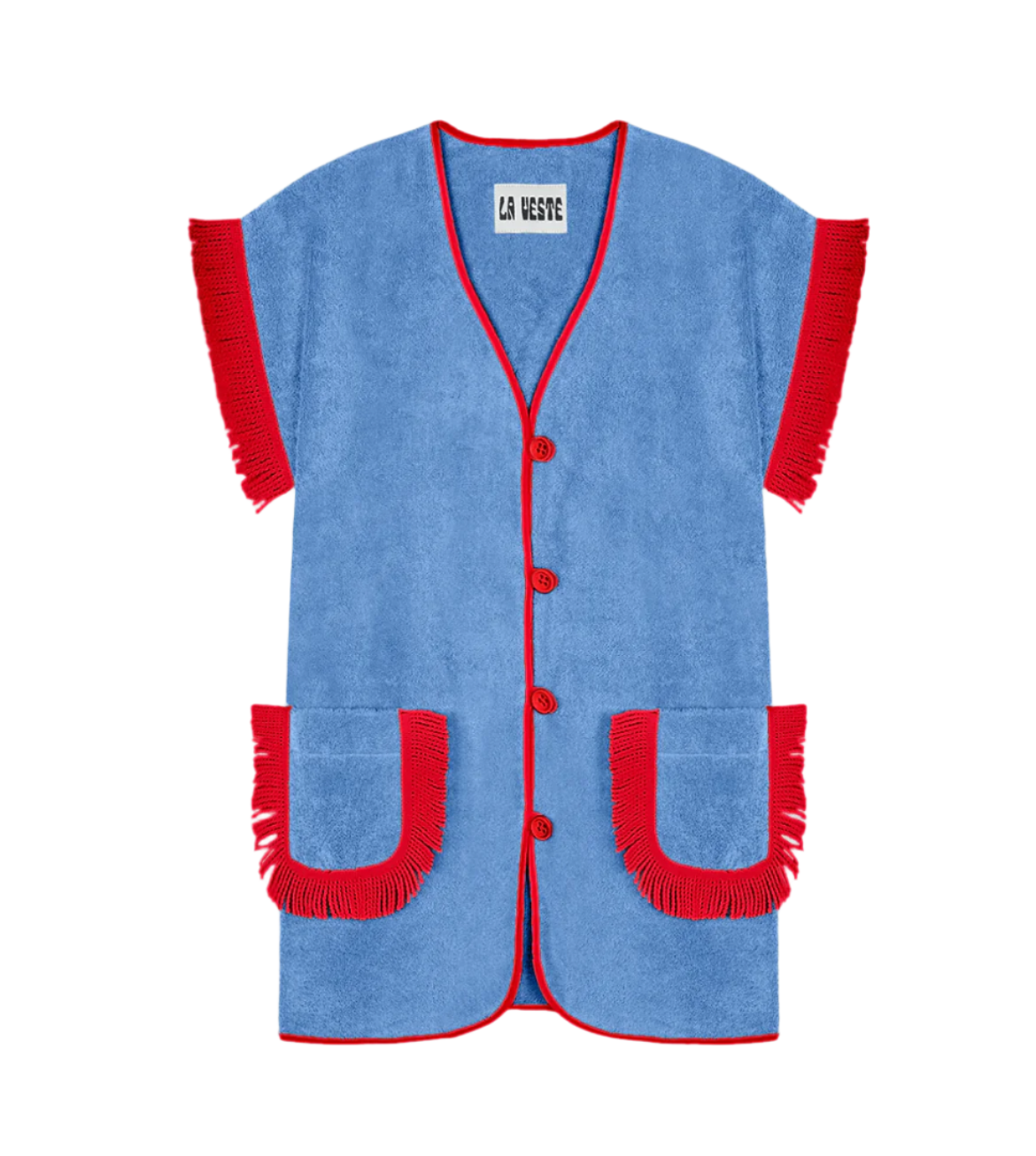 Pitaya Towel Dress- Blue/Red