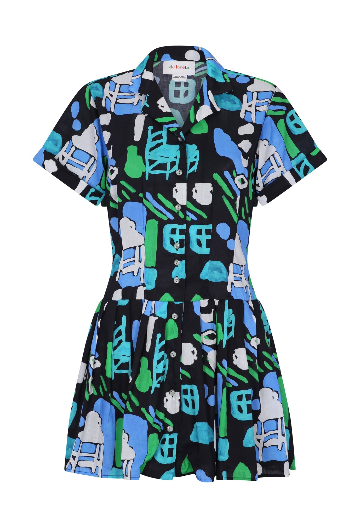 Thalia Dress in Arcilla Azul Print