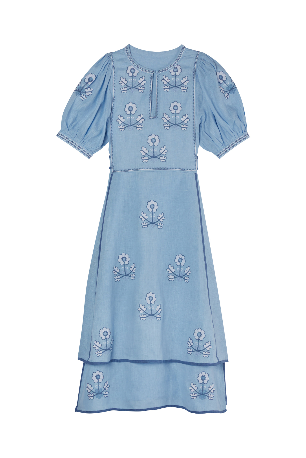 Lillie Ukrainian Embroidered Dress - Wheat, White