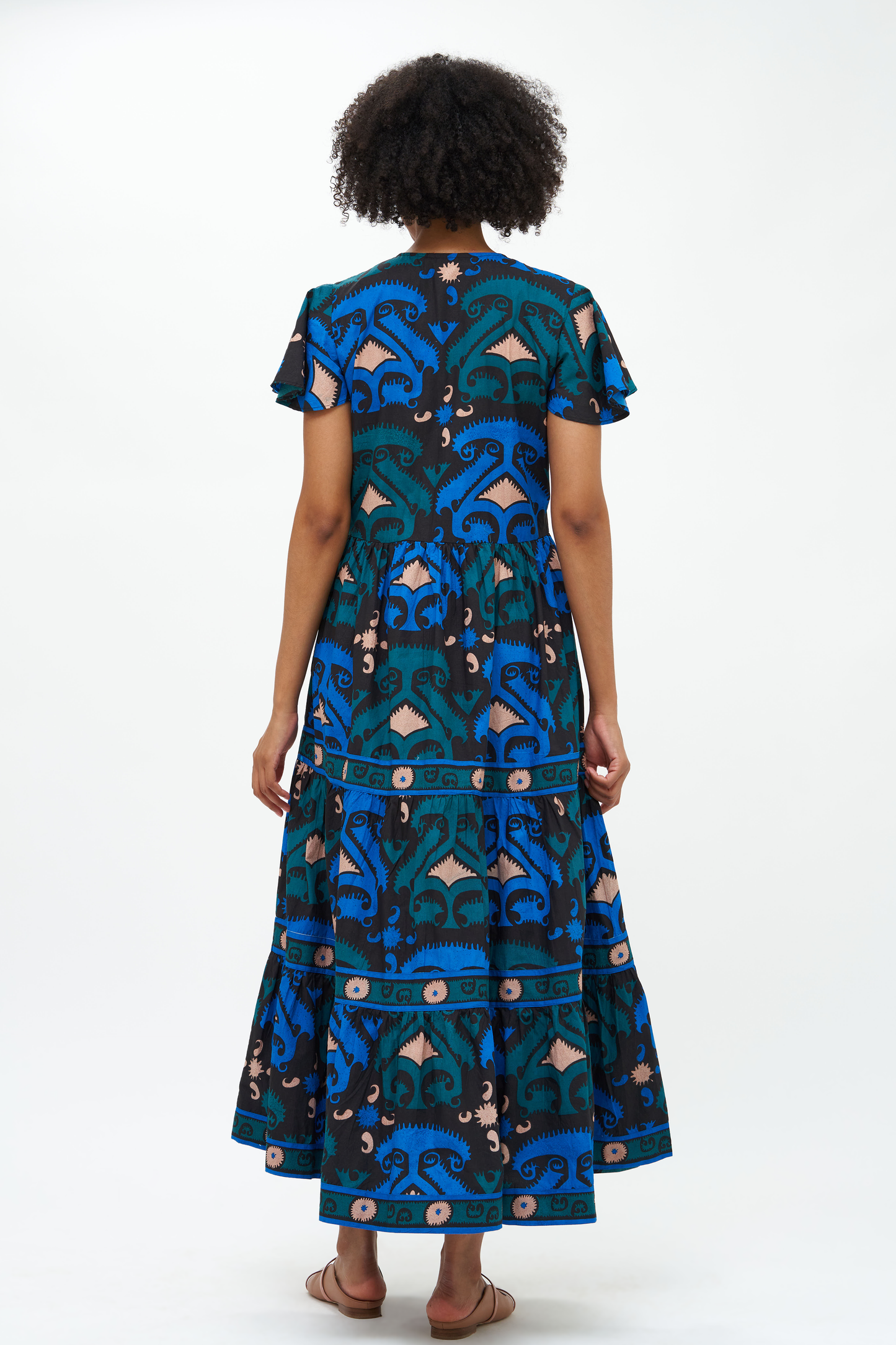 V-Neck Maxi- Uzbek Blue