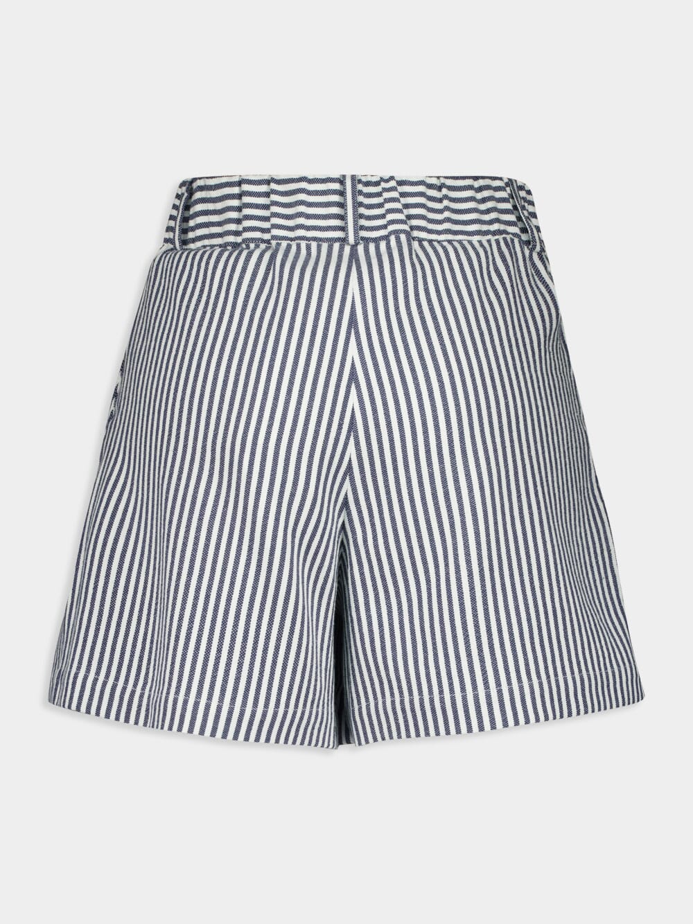Virgo Navy Hand-Woven Striped Wide-Leg Shorts