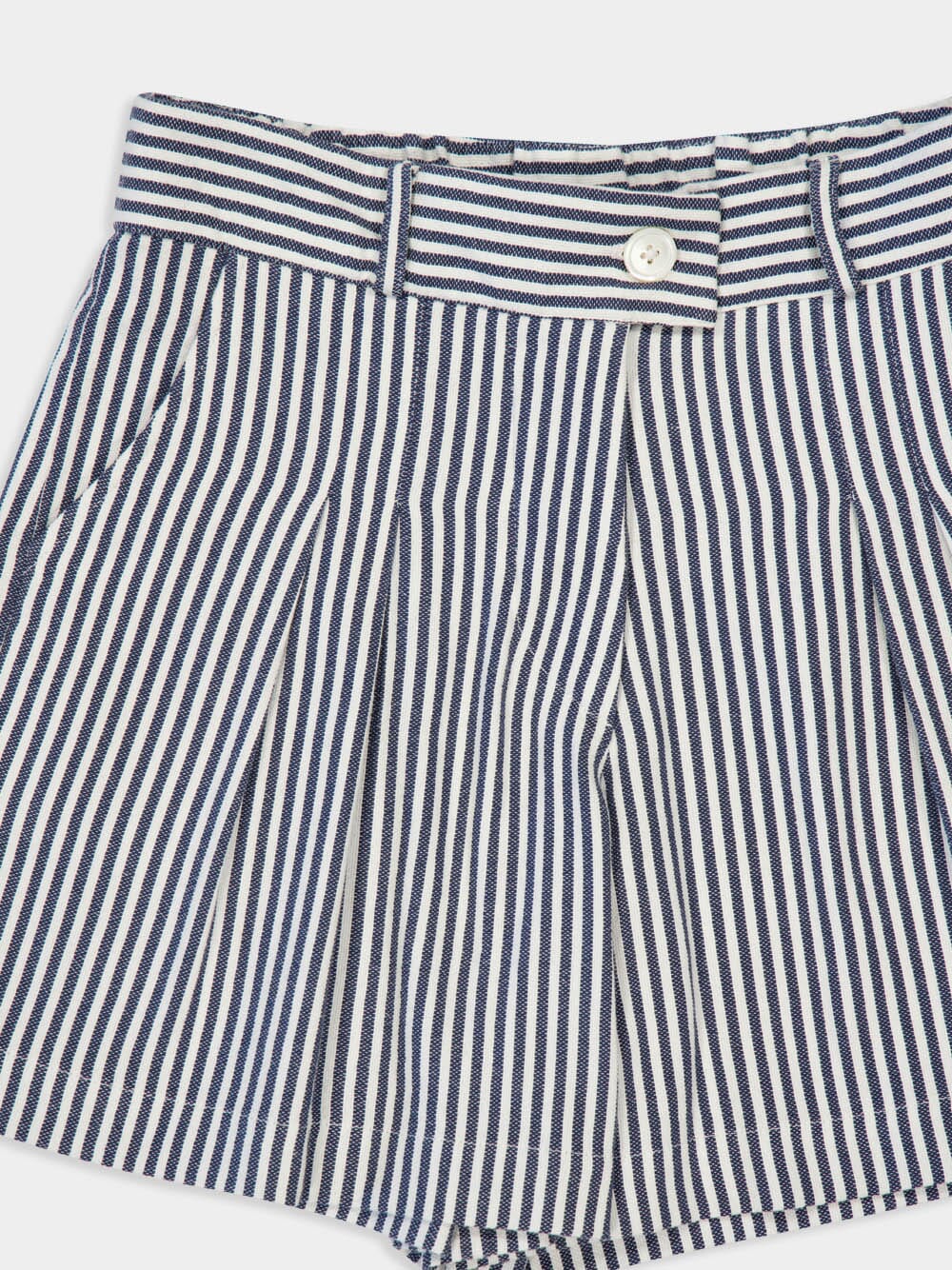 Virgo Navy Hand-Woven Striped Wide-Leg Shorts