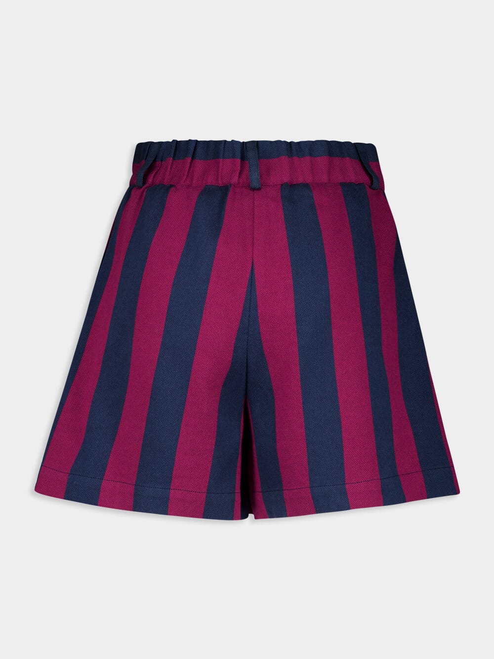 Virgo Navy Hand-Woven Striped Wide-Leg Shorts