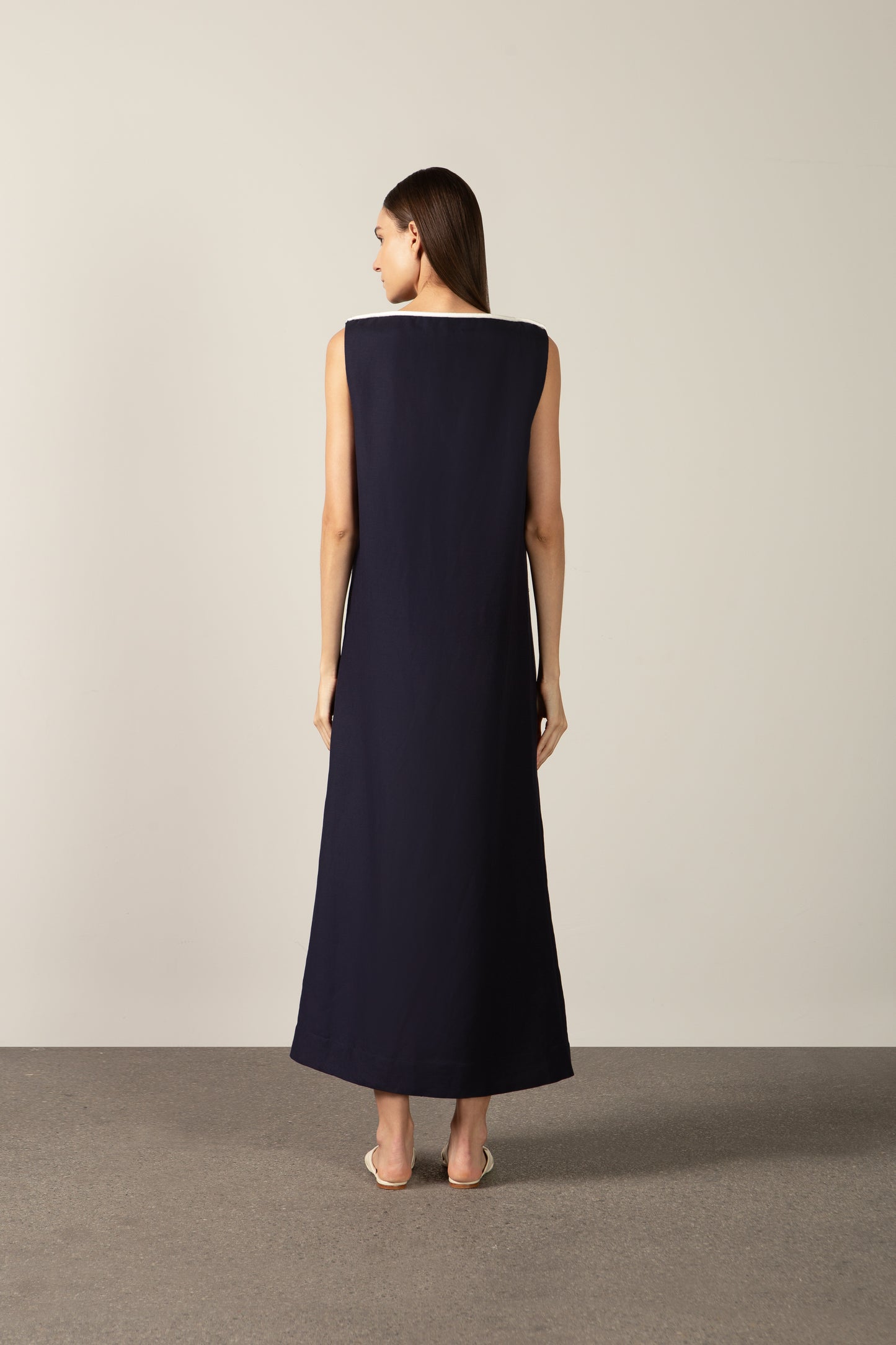 Bi-Color Deep V-Neck Maxi Dress