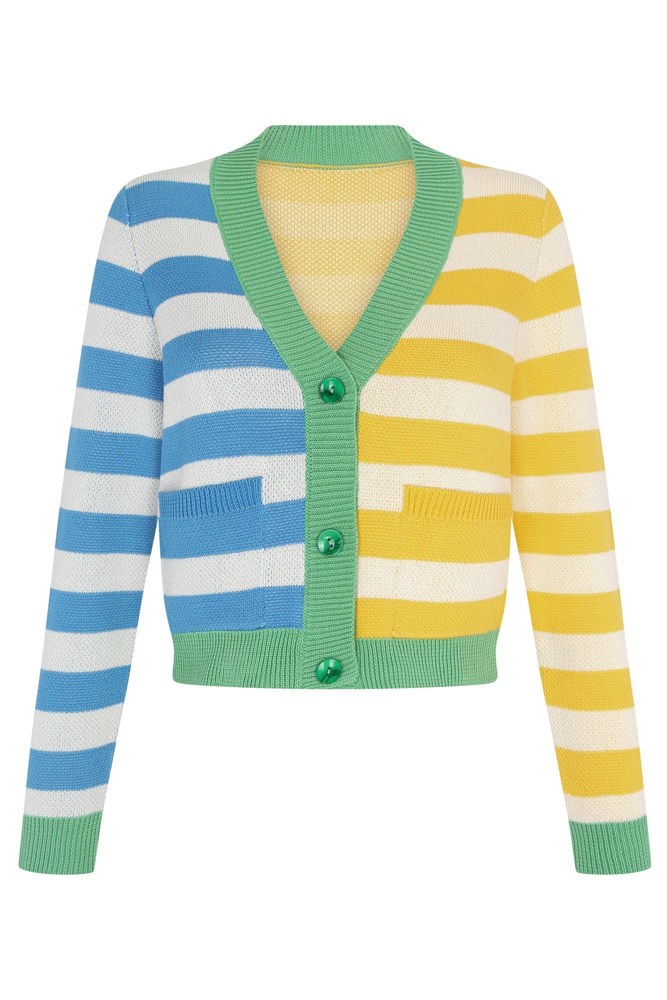Wasi Cardigan in Green Bold Stripes