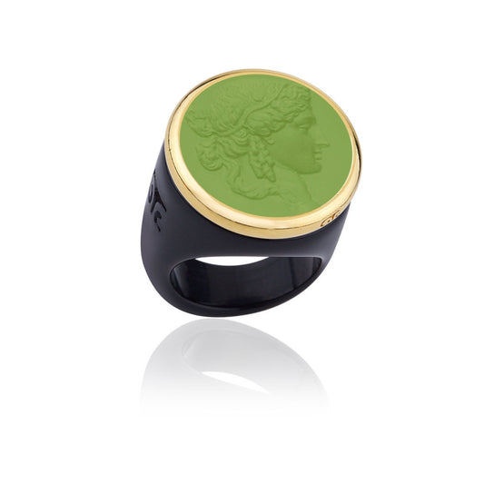 Hore Plexi Black Base with Gold and Light Green: Frog