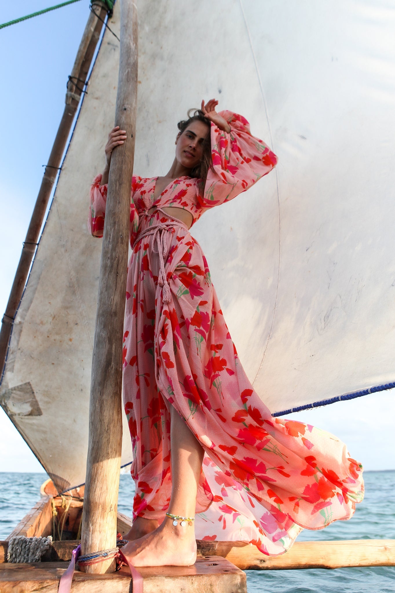 Leonie Printed Gauze Dress - Pink Lemonade
