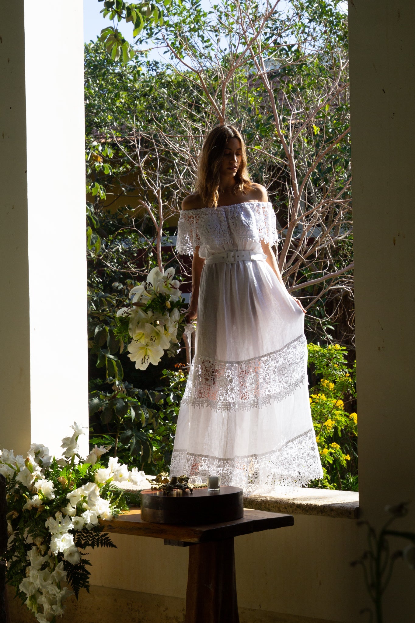 Maeve Pure White Linen Dress