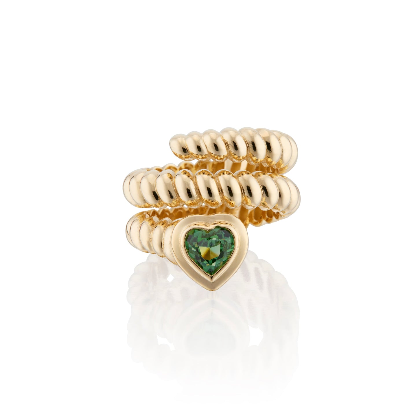 Eden Coil Love Ring with Green Tourmaline Gemstone