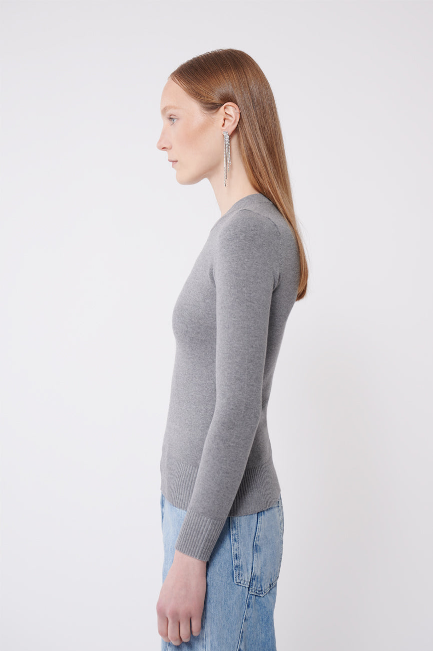 Slate Peachskin Long Sleeve Crew Neck