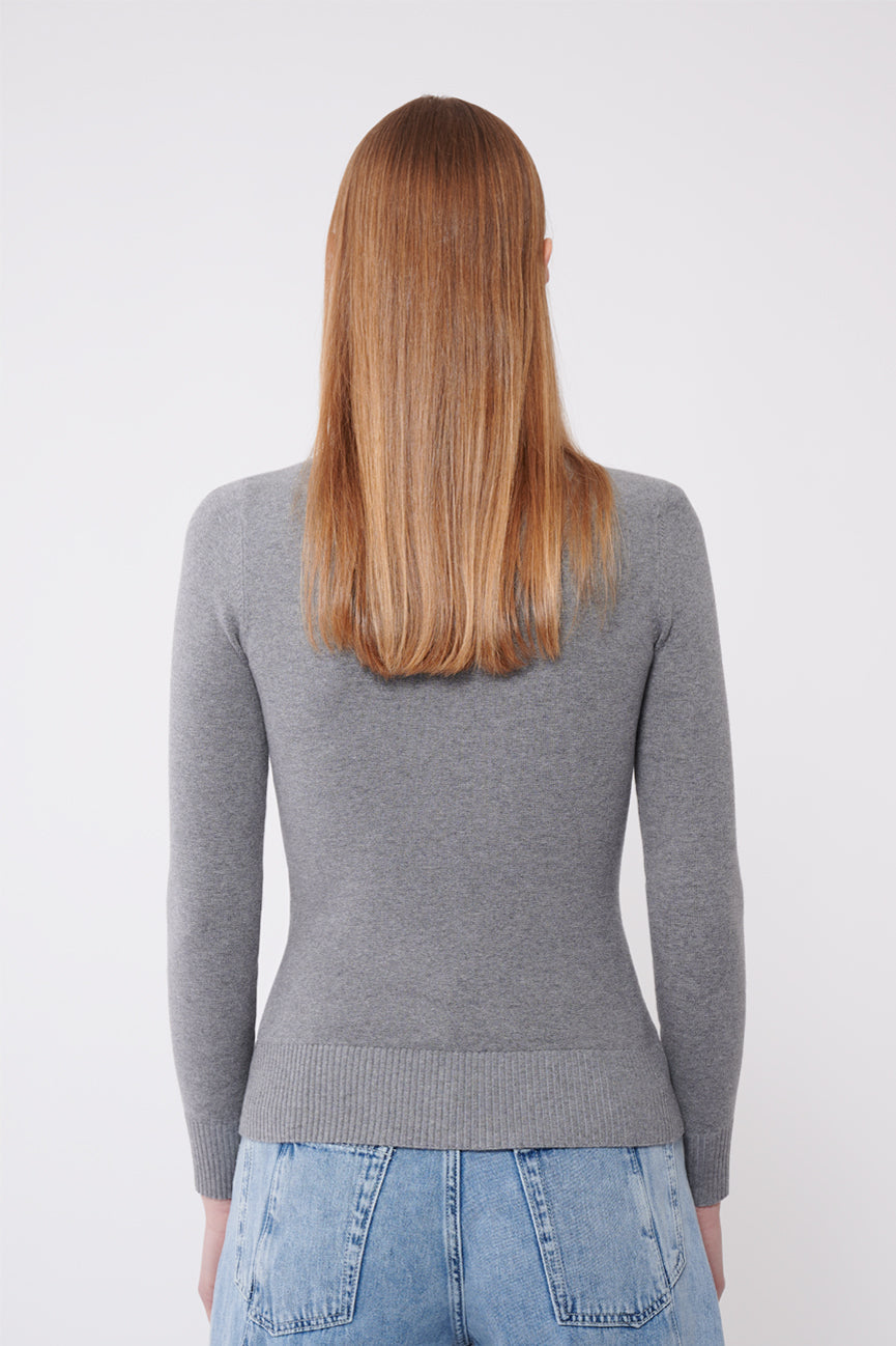 Slate Peachskin Long Sleeve Crew Neck