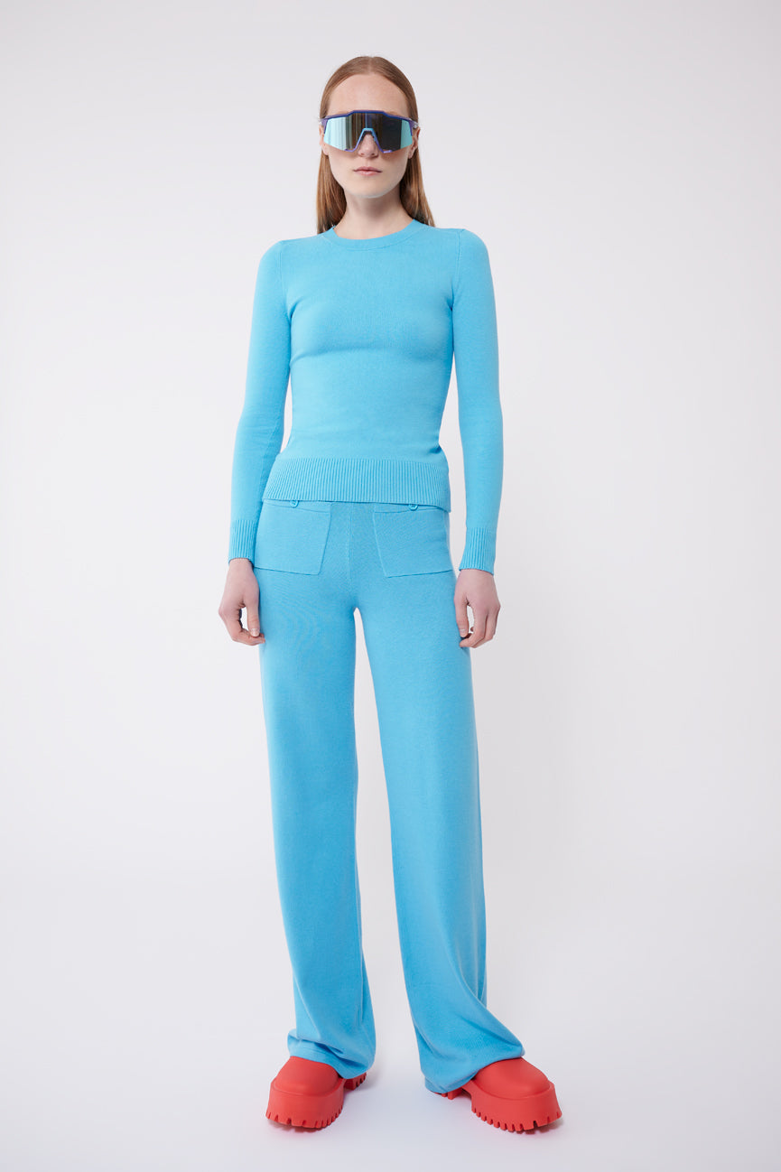 Aqua Long Sleeve Crew Neck