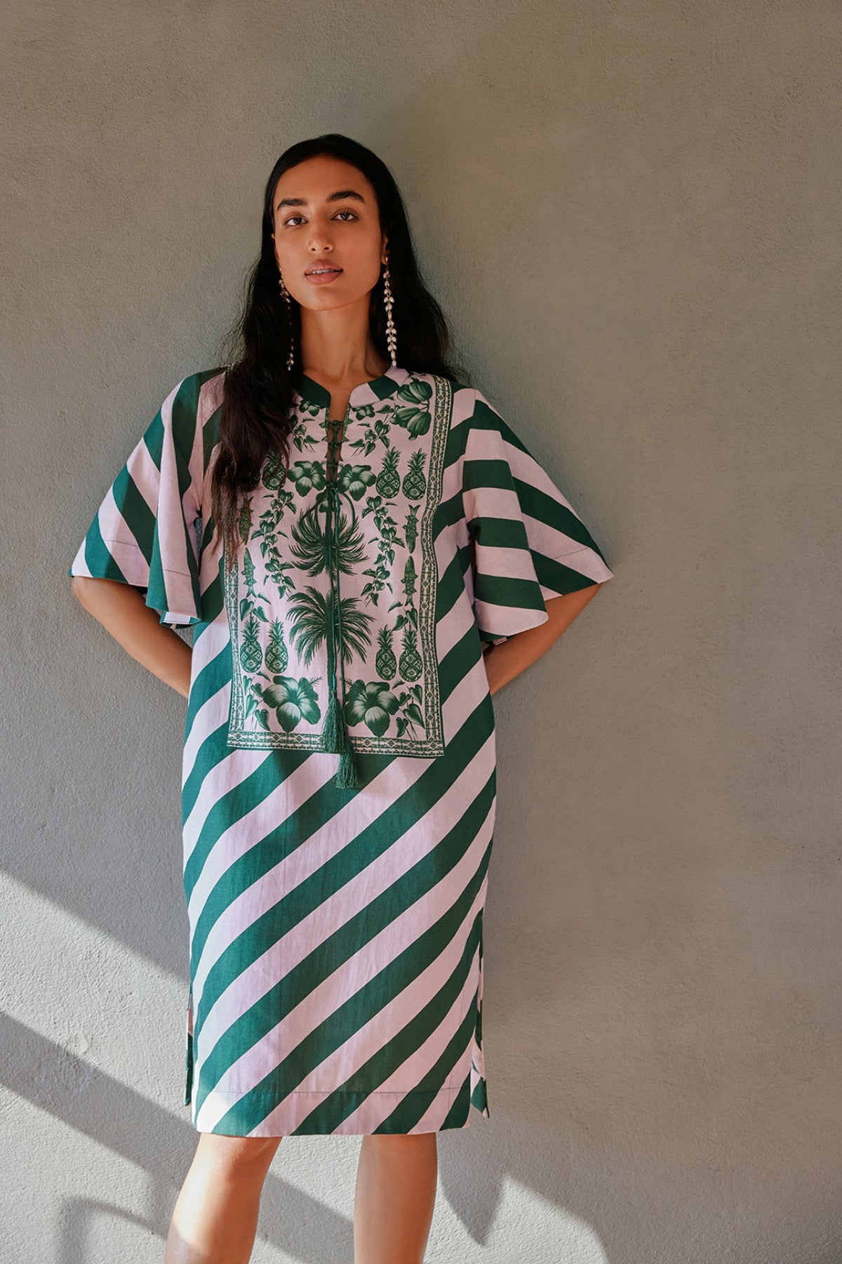 Pink Azulejos Midi Kaftan Dress