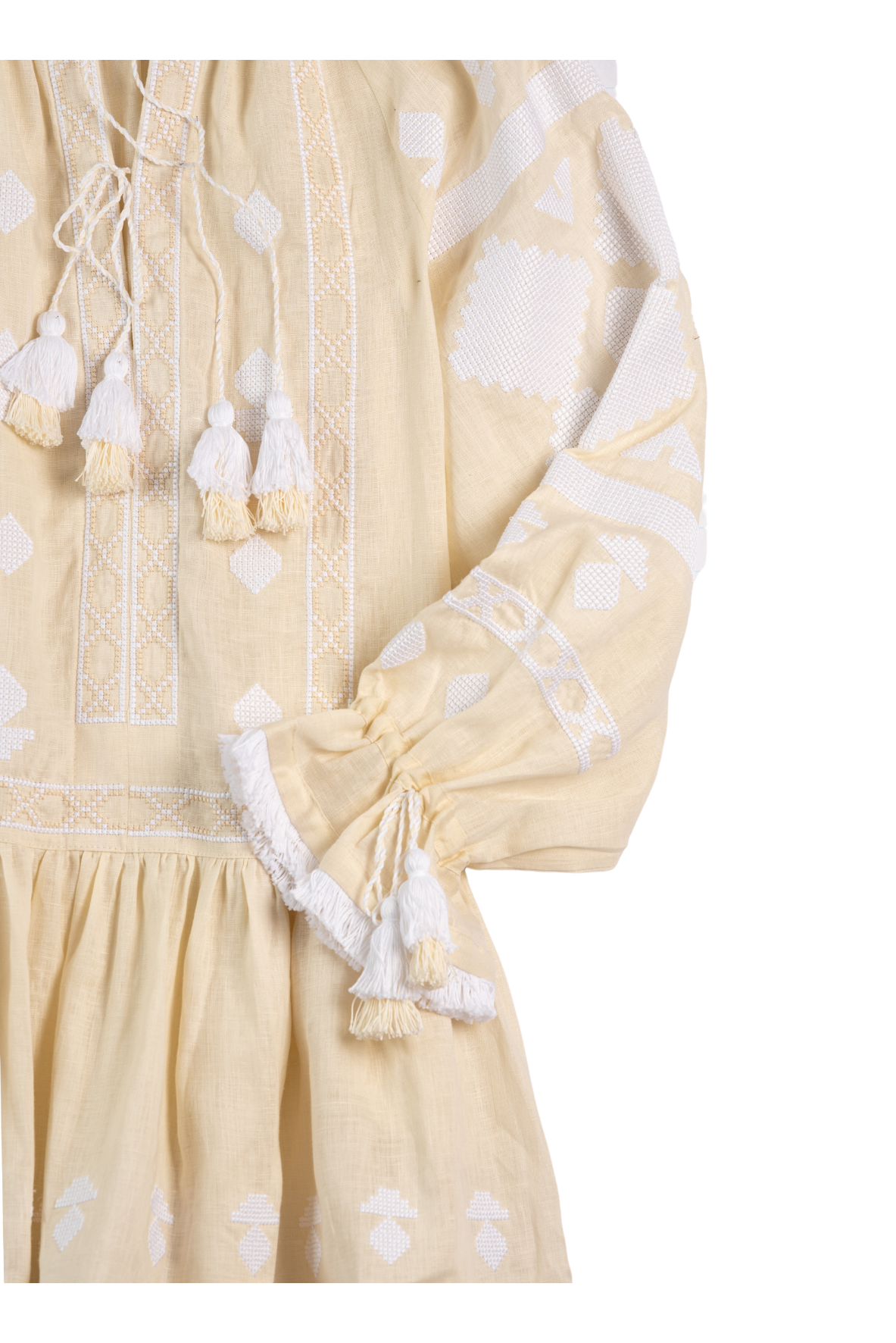 Nomeda Embroidered Ukrainian Dress - Ivory, White