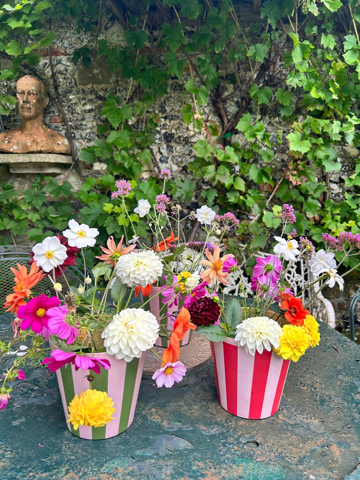 The Penny Planter in Pink and Red Stripe