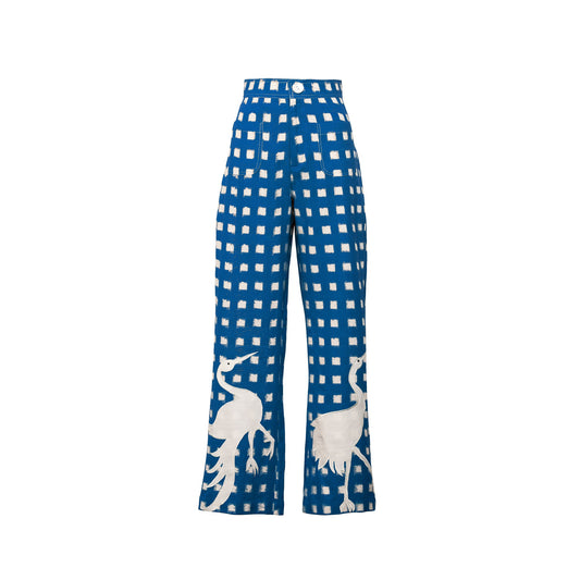 Blue  Embroidery Picnic Trousers