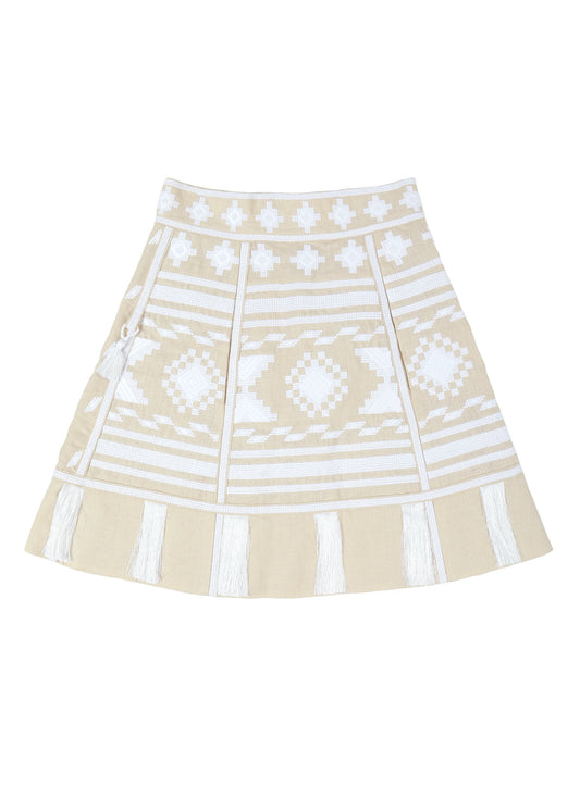 Frances Embroidered Ukrainian Skirt - Beige