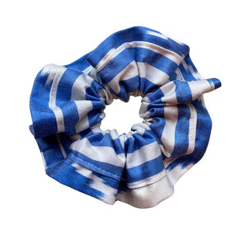 Caldwell Silk Ikat Scrunchie- Blue, White