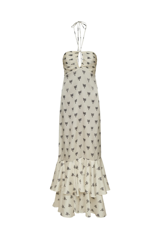 Sevillana Martellato Silk Maxi Dress Black Polka Palms
