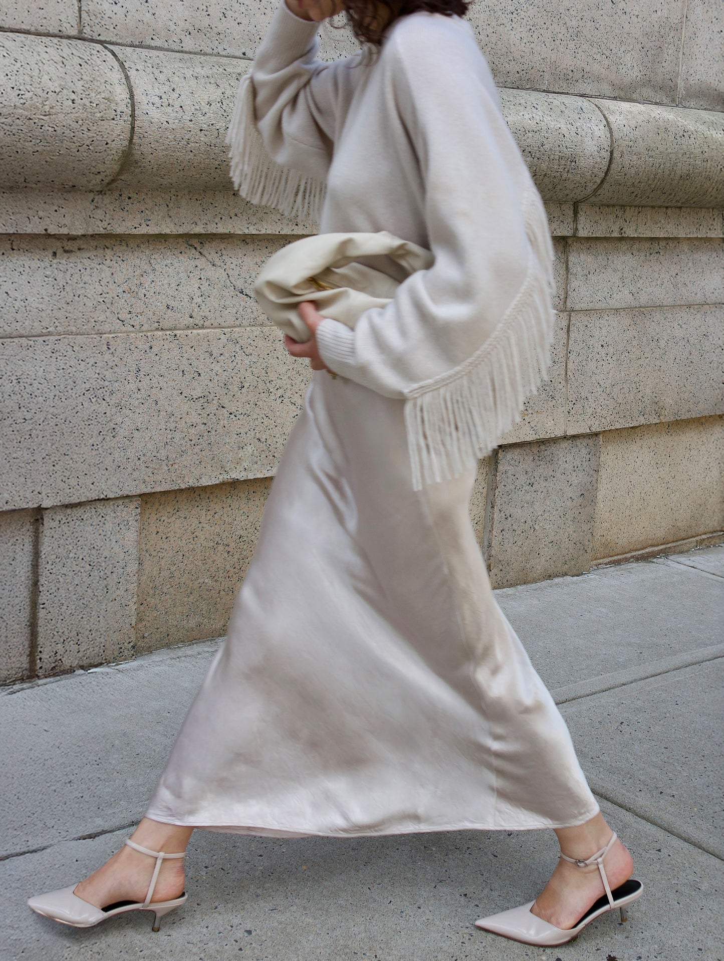 Luxe Fringe Cashmere Crew