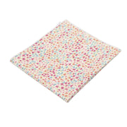 Floral pocket square with pink, blue, and cream blossoms